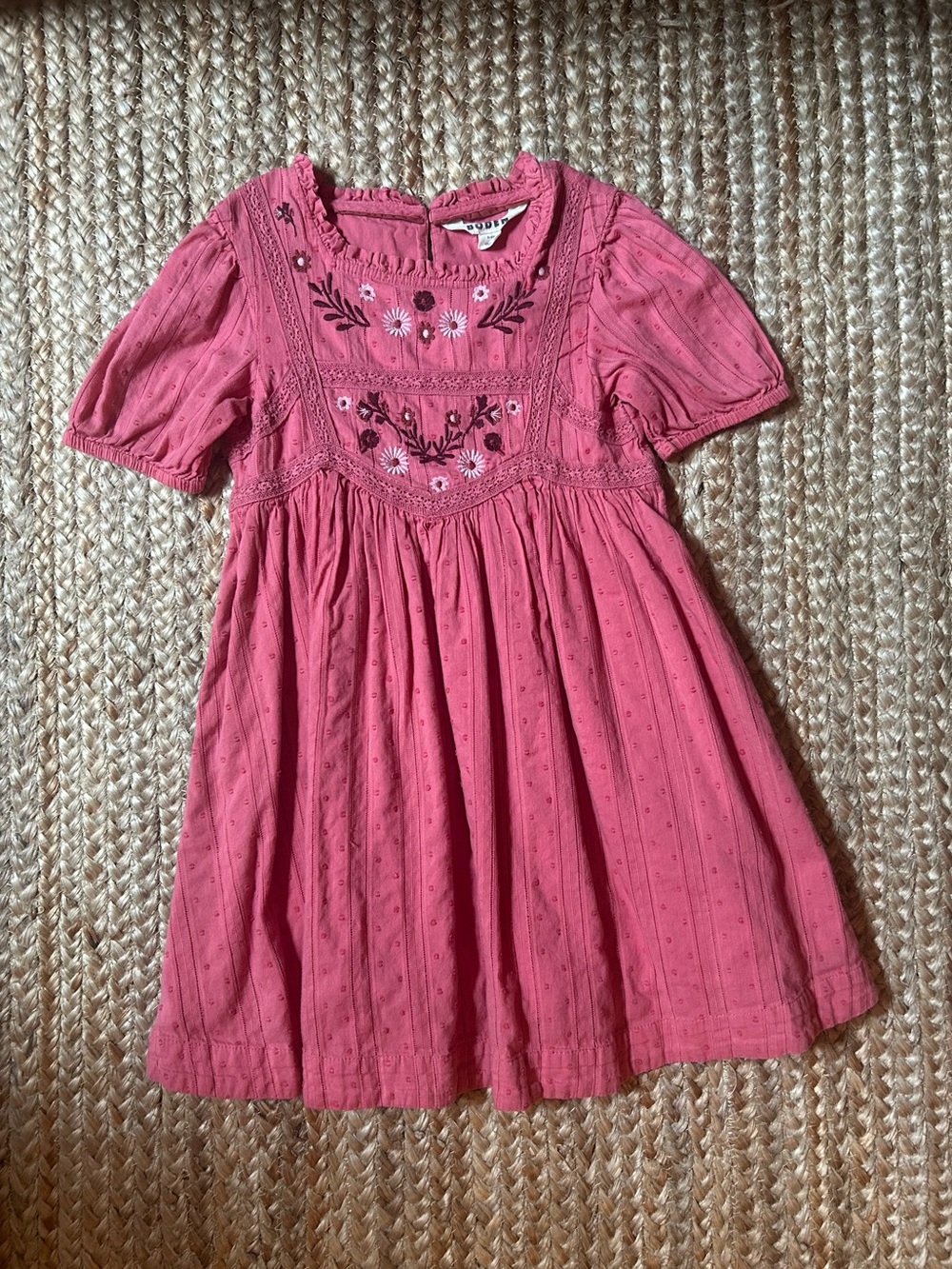 Mini Boden Embroidered Smocked Dress, size 5/6